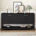 Okak 59.6IN Modern Long Console Table with Ample Storage, Entryway Table with 4 Doors and Metal Handles, Accent Table for Living Room
