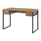 Bureau d'ordinateur Alaterre Furniture Claremont en bois rustique et métal, finition grain de bois naturel avec deux tiroirs latéraux, idéal pour le bureau à domicile et la salle d'étude