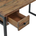 Bureau d'ordinateur Alaterre Furniture Claremont en bois rustique et métal, finition grain de bois naturel avec deux tiroirs latéraux, idéal pour le bureau à domicile et la salle d'étude
