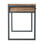 Bureau d'ordinateur Alaterre Furniture Claremont en bois rustique et métal, finition grain de bois naturel avec deux tiroirs latéraux, idéal pour le bureau à domicile et la salle d'étude