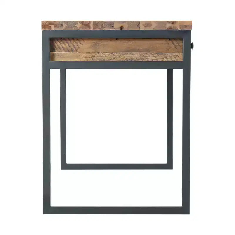 Bureau d'ordinateur Alaterre Furniture Claremont en bois rustique et métal, finition grain de bois naturel avec deux tiroirs latéraux, idéal pour le bureau à domicile et la salle d'étude