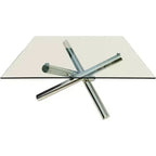 HomeRoots Table à manger carrée avec piètement croisé en verre et métal transparent et argenté 60