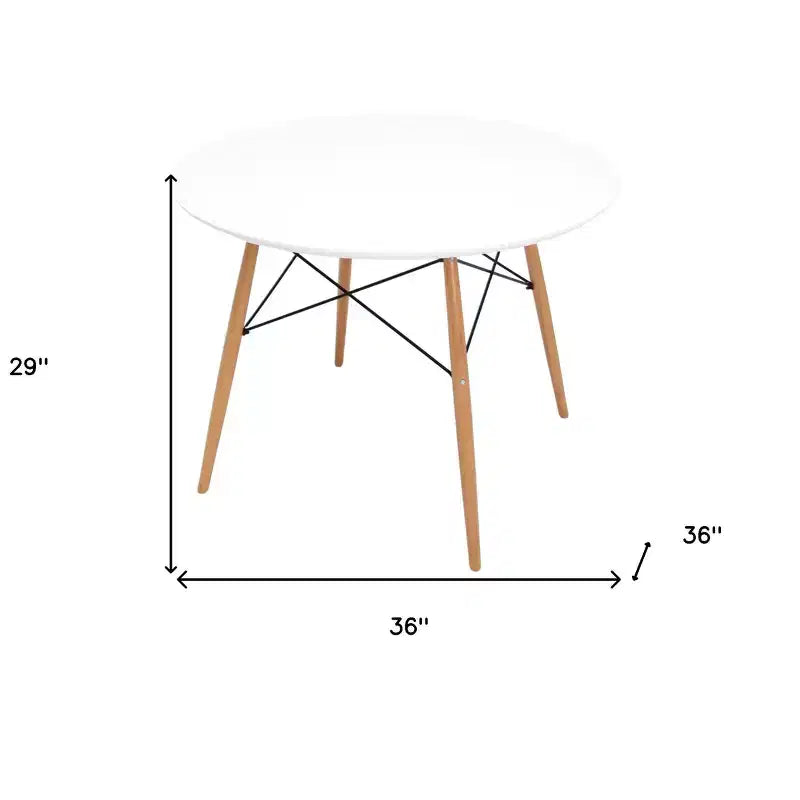 HomeRoots Table de salle à manger ronde 36 po blanche et bois naturel