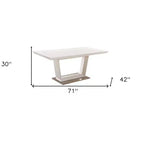 HomeRoots Table à manger extensible avec piédestal en bois et métal blanc, 71 po
