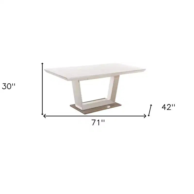 HomeRoots Table à manger extensible avec piédestal en bois et métal blanc, 71 po