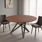 Table de salle à manger HomeRoots 47 avec plateau rond en bois marron et gris et pieds croisés en acier inoxydable