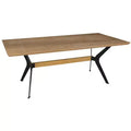 HomeRoots 79 Brown and Red Wood and Metal Trestle Base Dining Table