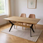 HomeRoots 79 Table de salle à manger en bois marron et rouge avec piètement en tréteaux en métal