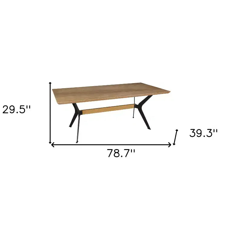 HomeRoots 79 Table de salle à manger en bois marron et rouge avec piètement en tréteaux en métal