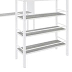 Lit mezzanine en métal de taille double avec 3 étagères et un bureau, lit avec cadre en métal pour chambre à coucher