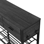 Étagère à chaussures à 4 niveaux avec 2 tiroirs, organisateur de chaussures en métal pour 9 paires avec étagères de rangement et plateau en bois, pour entrée, couloir, hall, placard