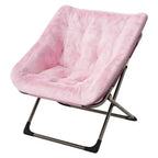 COZONY Fauteuil Rond Pliant en Fourrure de Lapin avec Cadre Métallique, Capacité de 136 kg pour Chambre, Dortoir, Salon