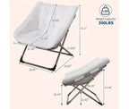 COZONY Fauteuil Rond Pliant en Fourrure de Lapin avec Cadre Métallique, Capacité de 136 kg pour Chambre, Dortoir, Salon