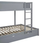 Lit superposé double sur double avec lit gigogne et bureau, cadre de lit superposé en bois massif avec tiroirs de rangement et étagères pour chambre d'enfants et d'adultes