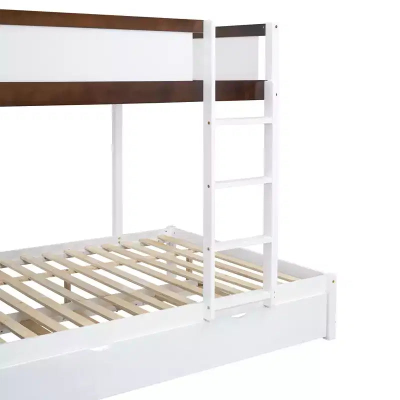 Lit superposé double sur double avec lit gigogne et bureau, cadre de lit superposé en bois massif avec tiroirs de rangement et étagères pour chambre d'enfants et d'adultes
