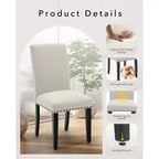 Lot de 2 chaises de salle à manger modernes en tissu, chaises de salle à manger avec pieds en bois, dossier incurvé ergonomique, capacité de 120 kg, pour salle à manger, cuisine