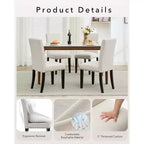 Lot de 2 chaises de salle à manger modernes en tissu, chaises de salle à manger avec pieds en bois, dossier incurvé ergonomique, capacité de 120 kg, pour salle à manger, cuisine