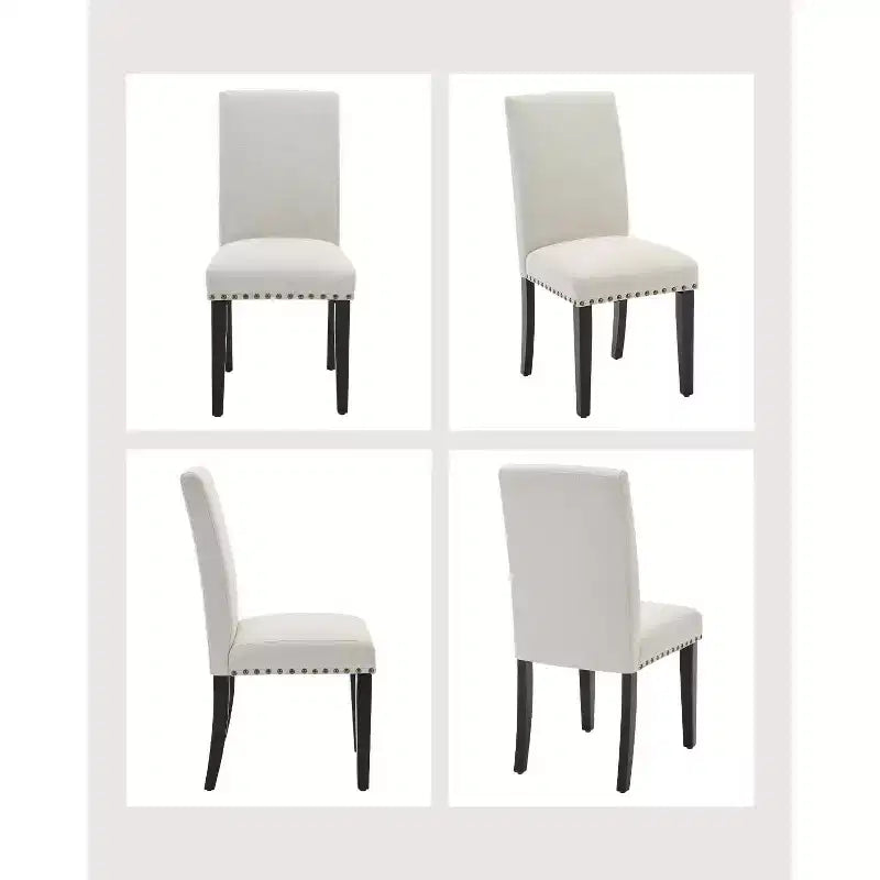 Lot de 2 chaises de salle à manger modernes en tissu, chaises de salle à manger avec pieds en bois, dossier incurvé ergonomique, capacité de 120 kg, pour salle à manger, cuisine