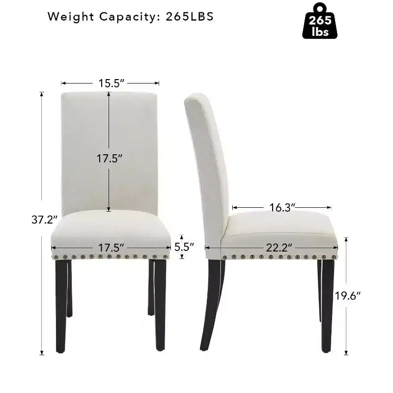 Lot de 2 chaises de salle à manger modernes en tissu, chaises de salle à manger avec pieds en bois, dossier incurvé ergonomique, capacité de 120 kg, pour salle à manger, cuisine
