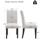 Lot de 2 chaises de salle à manger modernes en tissu, chaises de salle à manger avec pieds en bois, dossier incurvé ergonomique, capacité de 120 kg, pour salle à manger, cuisine