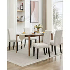 Lot de 2 chaises de salle à manger modernes en tissu, chaises de salle à manger avec pieds en bois, dossier incurvé ergonomique, capacité de 120 kg, pour salle à manger, cuisine