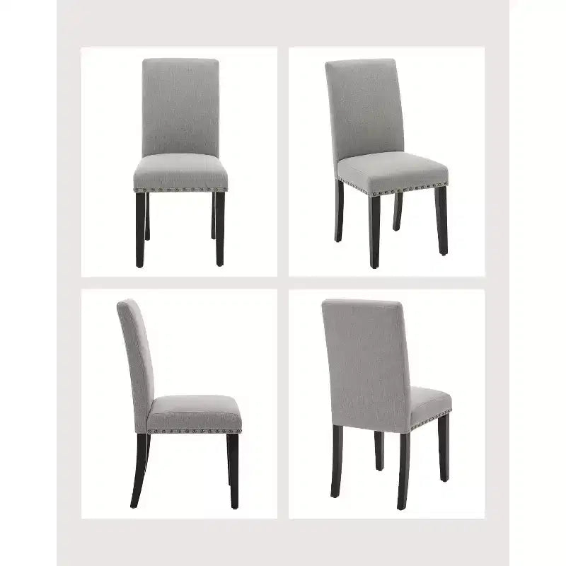 Lot de 2 chaises de salle à manger modernes en tissu, chaises de salle à manger avec pieds en bois, dossier incurvé ergonomique, capacité de 120 kg, pour salle à manger, cuisine