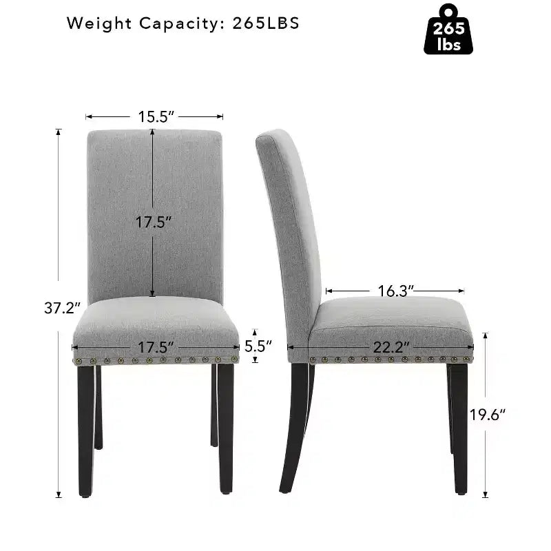Lot de 2 chaises de salle à manger modernes en tissu, chaises de salle à manger avec pieds en bois, dossier incurvé ergonomique, capacité de 120 kg, pour salle à manger, cuisine