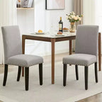 Modern Fabric Upholstered Dining Chairs Set of 2, Dining Chair with Wood Legs, Ergonomic Curved Back, 265LBS Capacity, for Dining Room, Kitchen