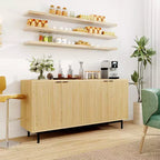 Dyonery 58 Table Console en Bois avec 4 Portes Cannelées et Étagères Réglables, Buffet Moderne avec Rangement pour Salon, Cuisine et Entrée