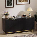 Dyonery 58 Table Console en Bois avec 4 Portes Cannelées et Étagères Réglables, Buffet Moderne avec Rangement pour Salon, Cuisine et Entrée