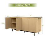 Dyonery 58 Table Console en Bois avec 4 Portes Cannelées et Étagères Réglables, Buffet Moderne avec Rangement pour Salon, Cuisine et Entrée
