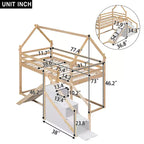 Lits superposés maison avec toboggan et escaliers de rangement, lit superposé double en bois avec toit et escaliers pour filles et garçons