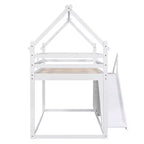 Lits superposés maison avec toboggan et escaliers de rangement, lit superposé double en bois avec toit et escaliers pour filles et garçons