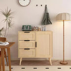 3 Drawer Dresser Rattan Wood Sideboard Storage Cabinet - ModernLuxe