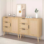 Commode à 3 tiroirs en rotin et bois - Armoire de rangement ModernLuxe