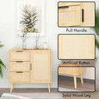 Commode à 3 tiroirs en rotin et bois - Armoire de rangement ModernLuxe