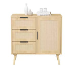 Commode à 3 tiroirs en rotin et bois - Armoire de rangement ModernLuxe