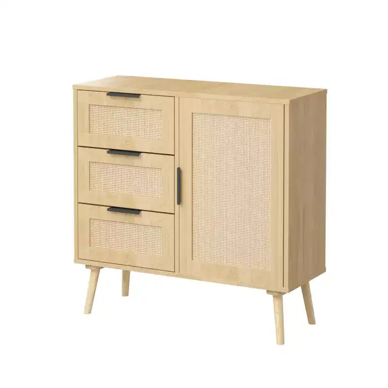 Commode à 3 tiroirs en rotin et bois - Armoire de rangement ModernLuxe
