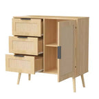 Commode à 3 tiroirs en rotin et bois - Armoire de rangement ModernLuxe