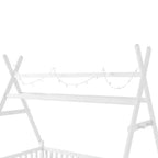 Lit cabane double Whisen avec lumière, lit cabane bas avec clôture et toit, conception sécurisée