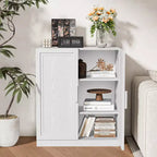 Meuble de rangement en grain de bois de 91,4 cm de haut en blanc, organisateur de rangement avec 2 portes en bois massif pour chambre/salon/salle à manger
