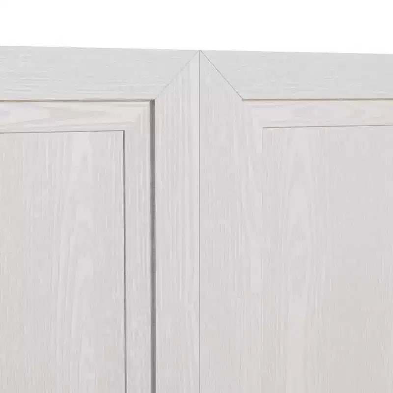 Meuble de rangement en grain de bois de 91,4 cm de haut en blanc, organisateur de rangement avec 2 portes en bois massif pour chambre/salon/salle à manger