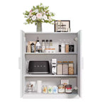 Meuble de rangement en grain de bois de 91,4 cm de haut en blanc, organisateur de rangement avec 2 portes en bois massif pour chambre/salon/salle à manger
