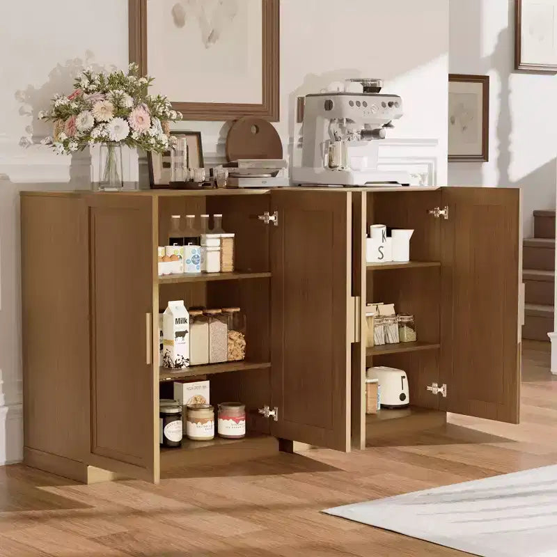 Meuble de rangement en grain de bois de 91,4 cm de haut en blanc, organisateur de rangement avec 2 portes en bois massif pour chambre/salon/salle à manger