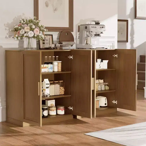 Meuble de rangement en grain de bois de 91,4 cm de haut en blanc, organisateur de rangement avec 2 portes en bois massif pour chambre/salon/salle à manger