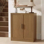 Meuble de rangement en grain de bois de 91,4 cm de haut en blanc, organisateur de rangement avec 2 portes en bois massif pour chambre/salon/salle à manger