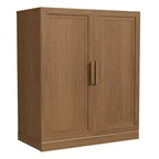 Meuble de rangement en grain de bois de 91,4 cm de haut en blanc, organisateur de rangement avec 2 portes en bois massif pour chambre/salon/salle à manger