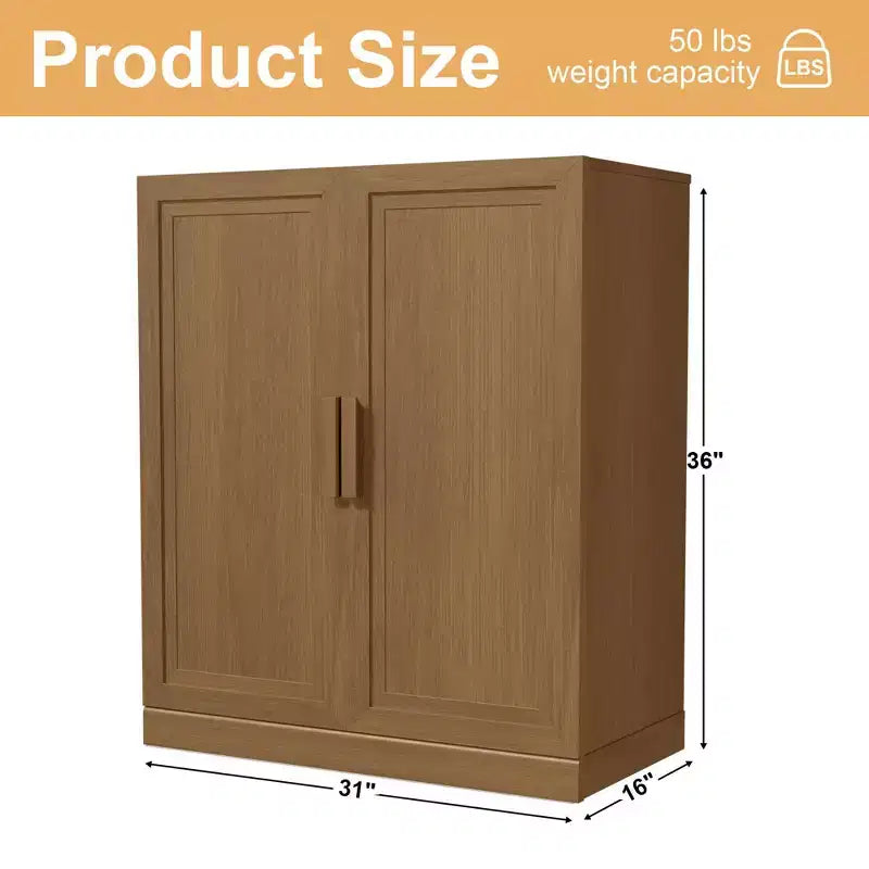 Meuble de rangement en grain de bois de 91,4 cm de haut en blanc, organisateur de rangement avec 2 portes en bois massif pour chambre/salon/salle à manger