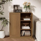 Meuble de rangement en grain de bois de 91,4 cm de haut en blanc, organisateur de rangement avec 2 portes en bois massif pour chambre/salon/salle à manger