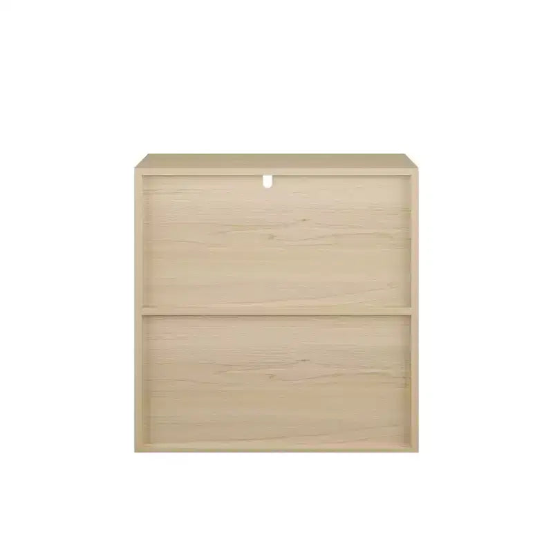 Buffet de Rangement avec Portes Coulissantes, Étagères Ouvertes et Fermées à 2 Niveaux, Naturel+Blanc - ModernLuxe